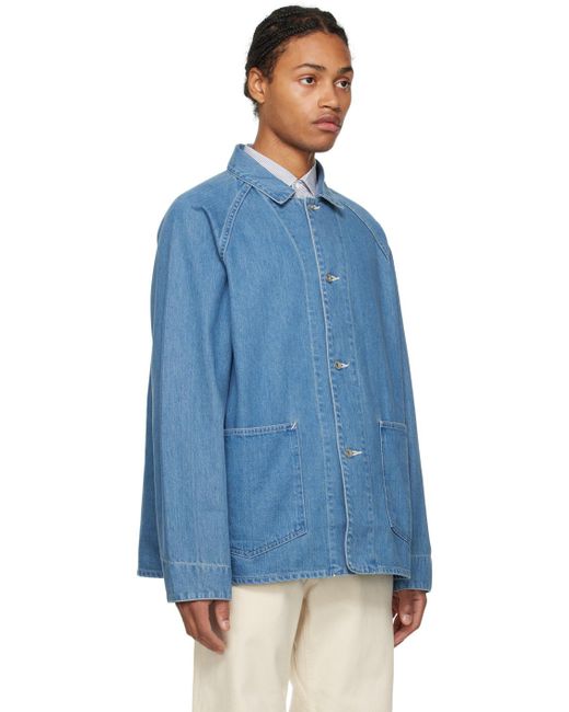 Nanamica Blue Indigo Raglan Denim Jacket for men