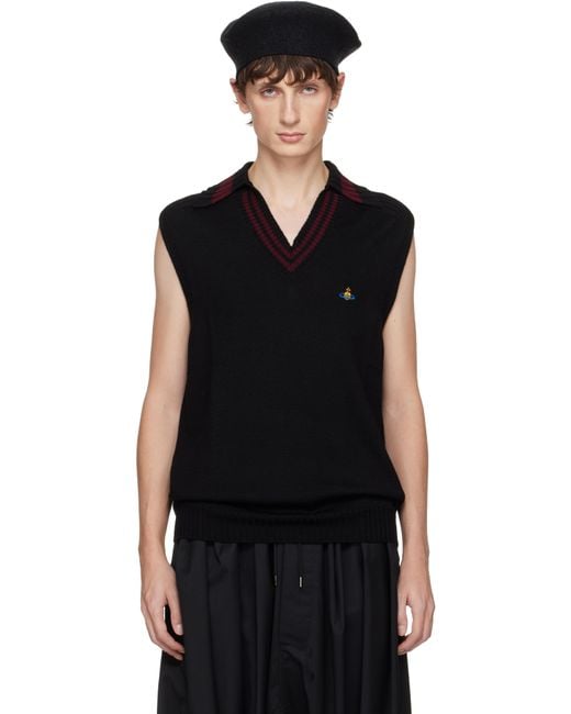 Vivienne Westwood Black Fisherman Sweater Vest for men