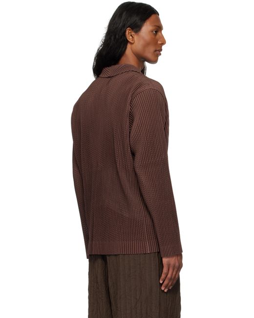 Homme Plissé Issey Miyake Brown Outer Mesh Blazer for men