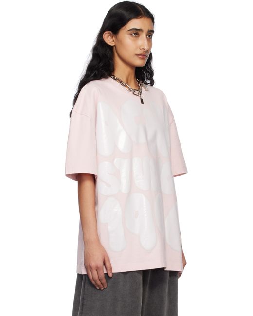 Acne ピンク ロゴ リラックスフィット Tシャツ White