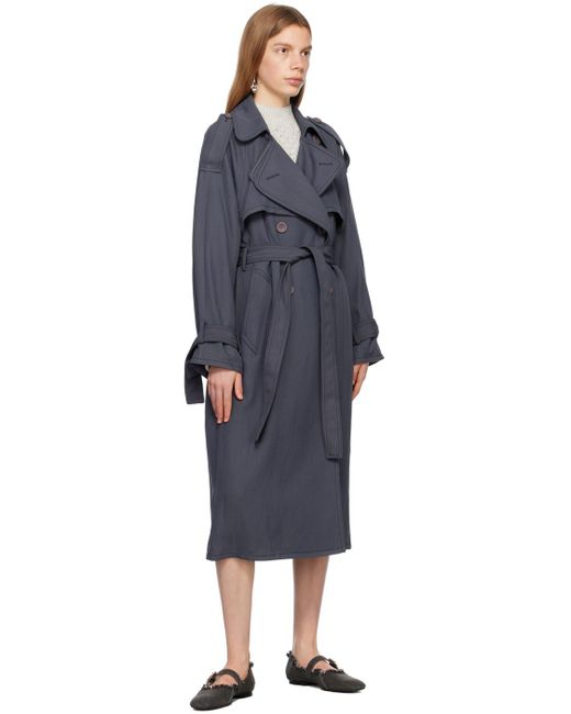 Acne Black Gray Belted Trench Coat