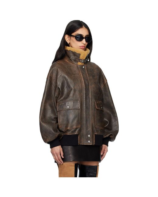 Khaite Brown Sandor Leather Jacket