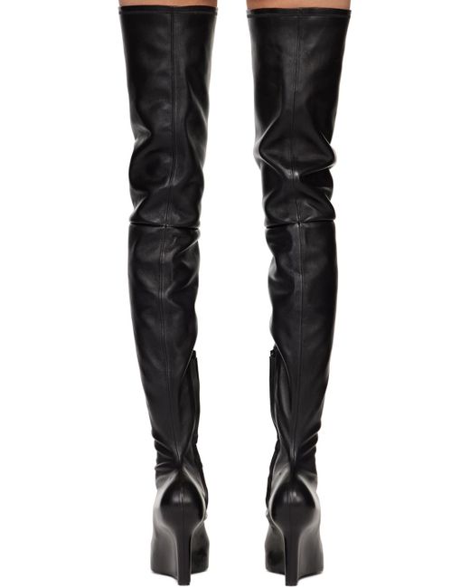 Givenchy Black Leather Over The Knee Heel Boots