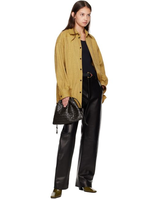 Bottega Veneta Black Rounded Leg Leather Pants