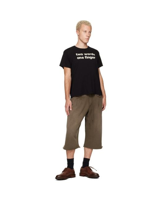 R13 Black Print 'Two Words One Finger' Boy T-Shirt for men