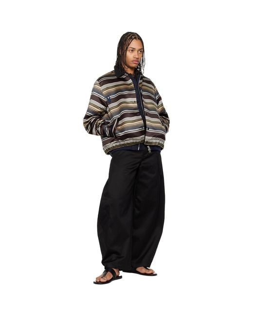 Sacai Black Horizontal Stripe Blouson Bomber Jacket for men