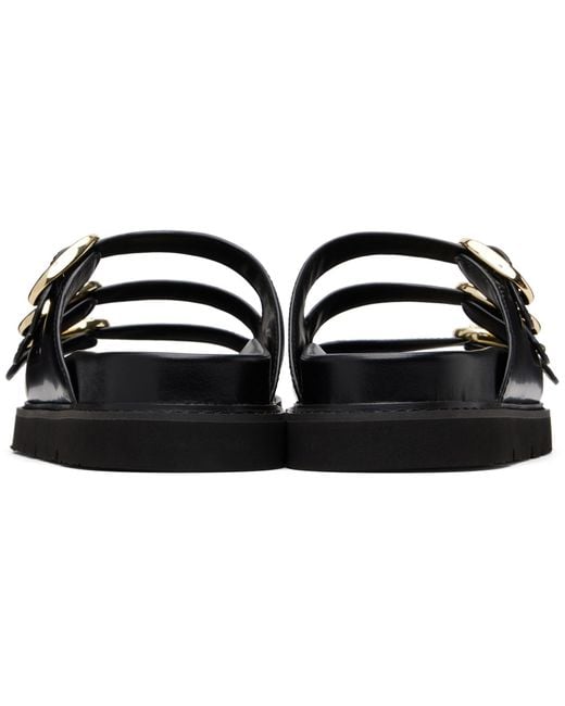 Marc Jacobs Black 'The Leather Kiki' Slide Sandals