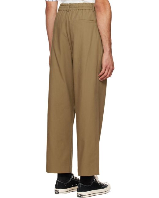 Feng Chen Wang Natural Embroidered Panel Trousers for men