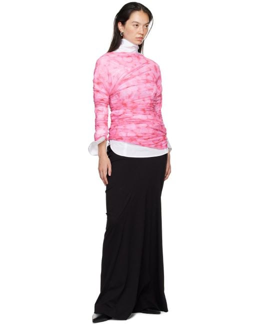 Dries Van Noten Black Draped Cotton Maxi Skirt