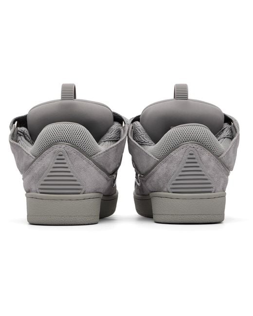 Lanvin Gray Monochrome Suede Curb Sneakers for men