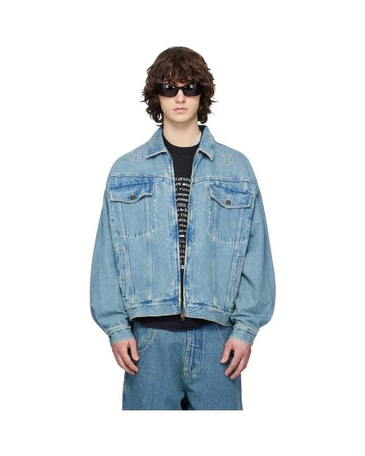 Vetements Blue Biker Crosses Denim Jacket for men