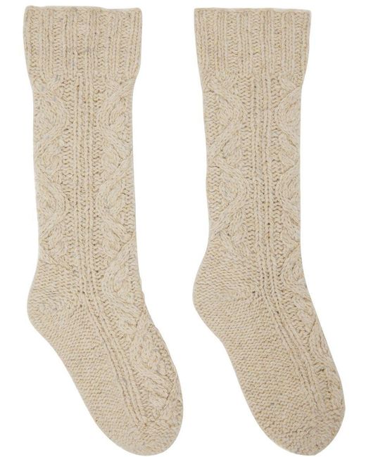 Jil Sander Natural Beige Cable Knit Socks