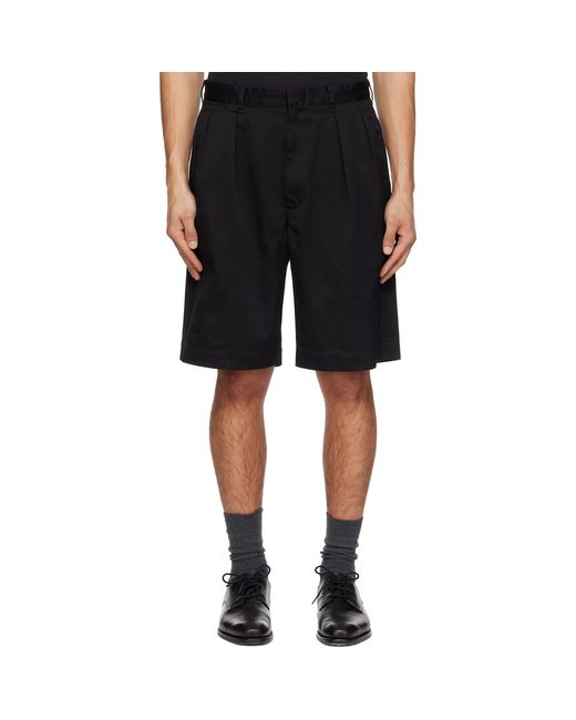 Nanamica Black Double Pleated Chino Shorts for men