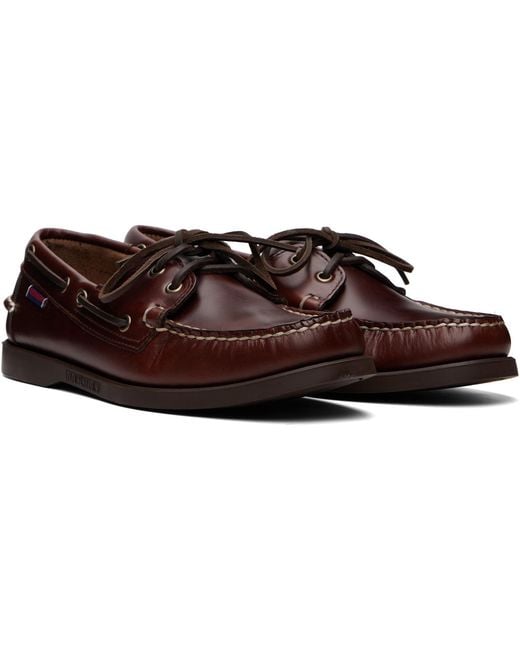 Sebago Brown Docksides Portland Waxed Boat Shoes for men