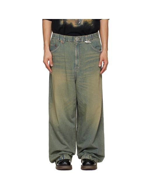 Maison Mihara Yasuhiro Green Light Wide Jeans for men