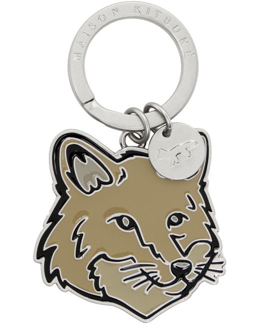 Maison Kitsuné Multicolor Silver Bold Fox Head Metal Keychain for men