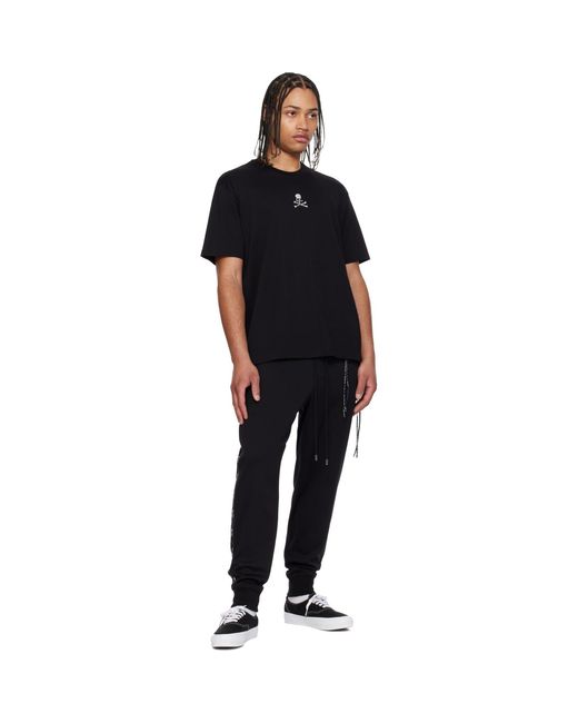 Mastermind Japan Black Skull Tape Jersey Track Pants for men