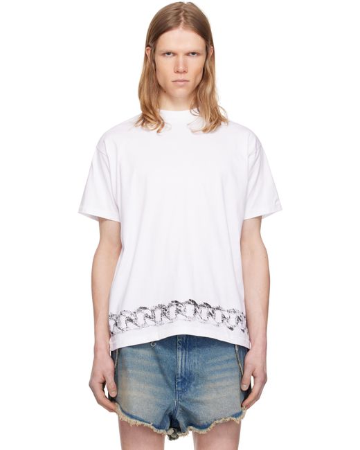 Random Identities White Chain Belt Print Short Sleeve T-Shirt for men