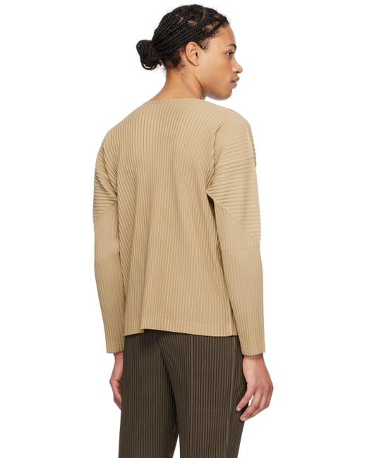 Homme Plissé Issey Miyake Natural Homme Plissé Issey Miyake Beige Monthly Color February Long Sleeve T-shirt for men