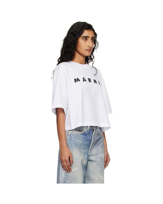Marni White Jersey Scribbled Logo T-Shirt