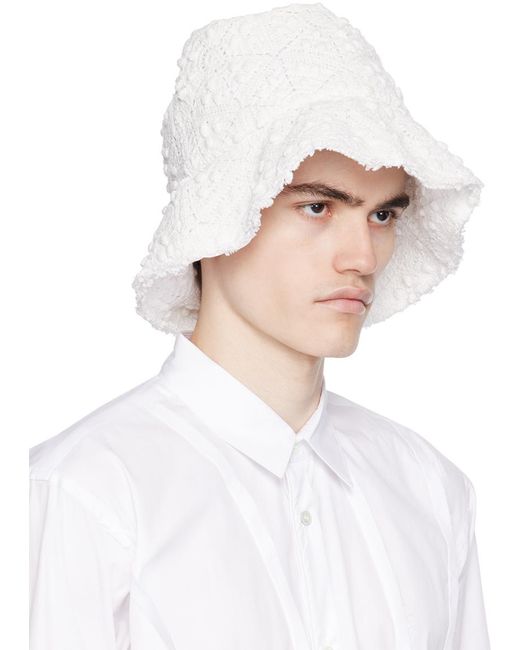 Comme des Garçons White Crochet Hat for men