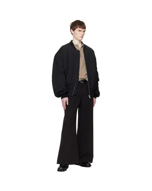 Entire studios Black Broad Wool Bomber Jacket for men