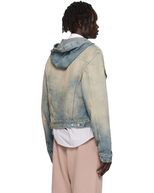 メンズ Acne ブルー フード付き デニムジャケット Black