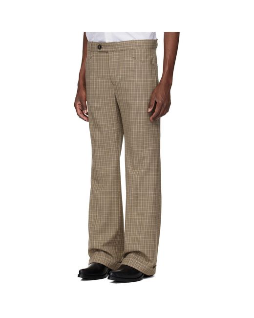 Ernest W. Baker Natural Cuffed 70S Trousers for men