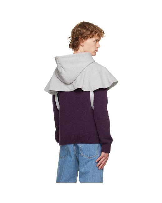 Dries Van Noten Purple Cape Hoodie for men