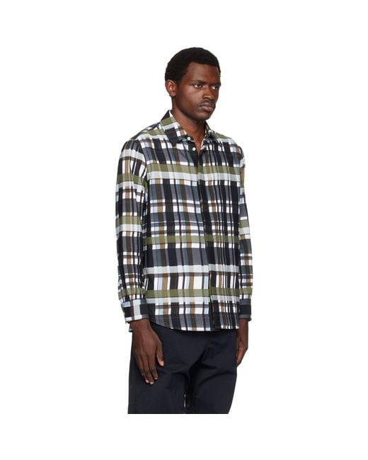 Bottega Veneta Black Cotton Check Shirt for men
