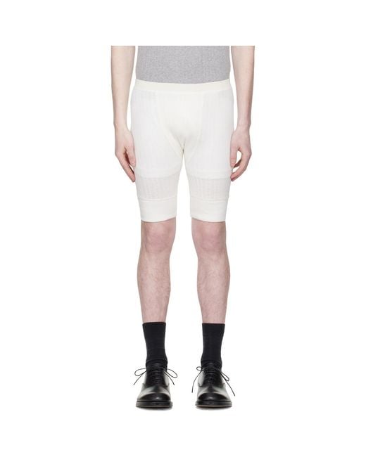 Dries Van Noten White Off- Pointelle Shorts for men