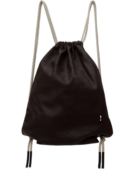 Rick Owens Black Hollywood Drawstring Backpack for men