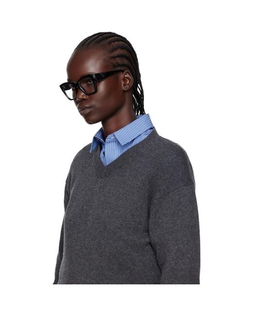 Prada Black Symbole Rectangle Acetate Glasses