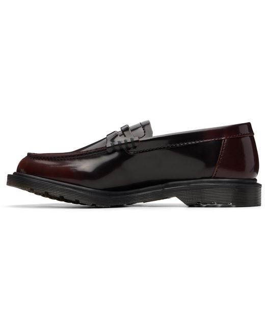 Dr. Martens Black Burgundy Mayfare Rub Off Leather Penny Loafers