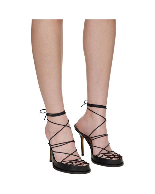 Moschino Black Calfskin Heeled Sandals
