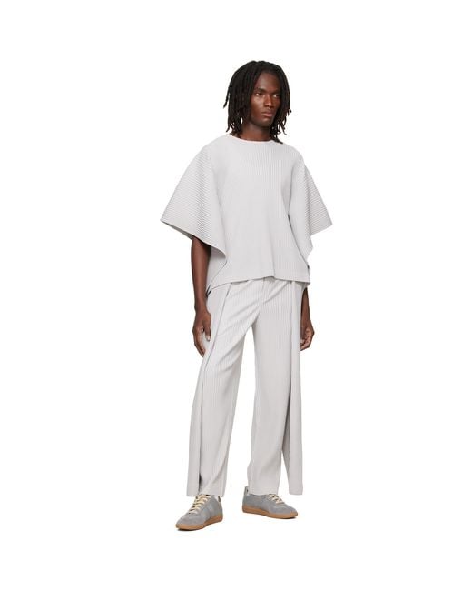 Homme Plissé Issey Miyake White Motion Blur Top for men