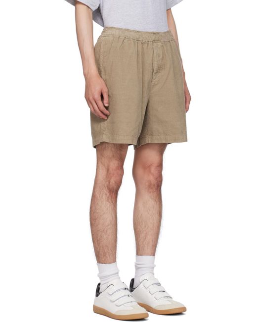 John Elliott Natural Taupe Frayed Shorts for men
