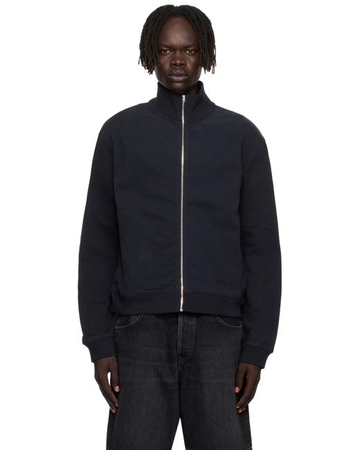 メンズ Acne ブラック ジップアップ スウェットシャツ Blue