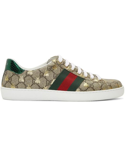 Gucci Leather Ace gg Supreme Bees Sneaker in Beige (Natural) for Men - Save  33% - Lyst
