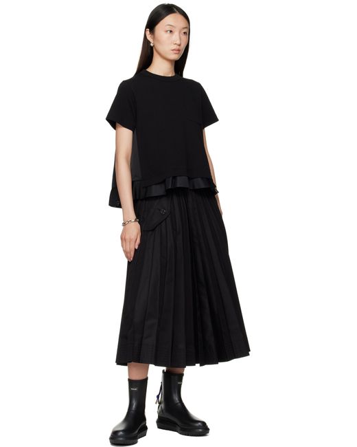 Sacai ブラック Nylon Twill & Cotton Jersey トップス Black