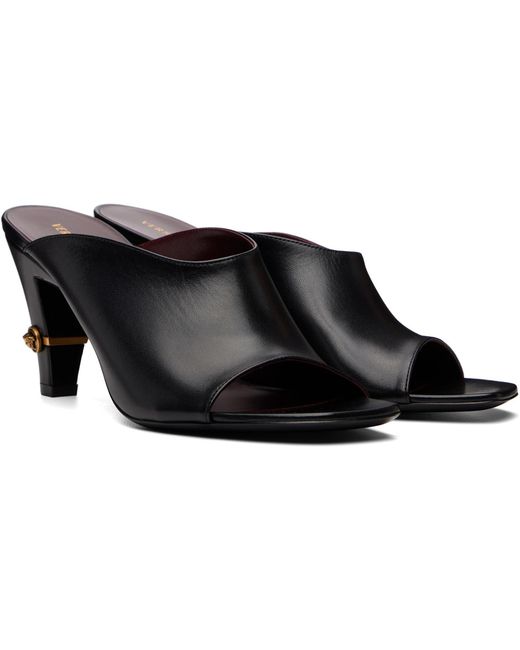 Versace Black Giulietta Leather Mule Heeled Sandals
