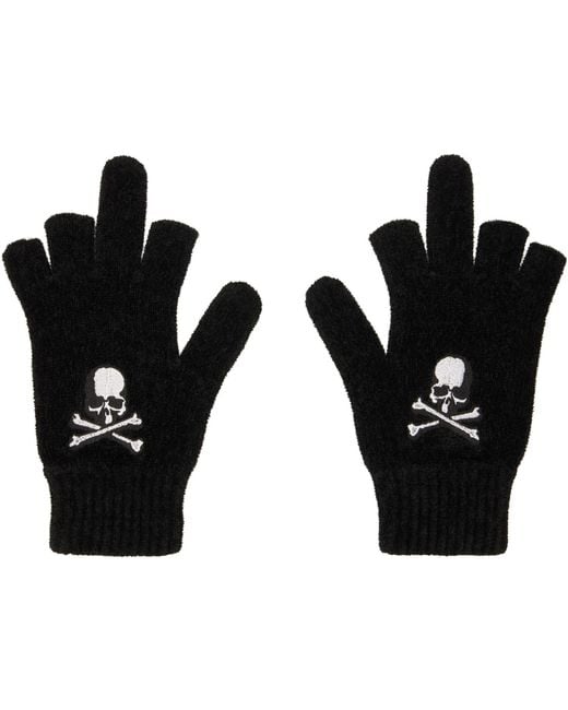 MASTERMIND WORLD Black Open Fingered Gloves for men