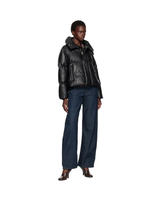 MM6 by Maison Margiela Black Padded Faux-Leather Down Jacket