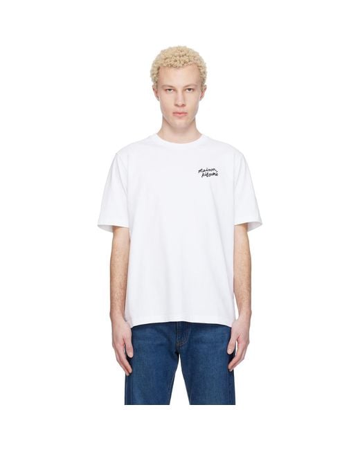 Maison Kitsuné White Handwriting Comfort T-Shirt for men