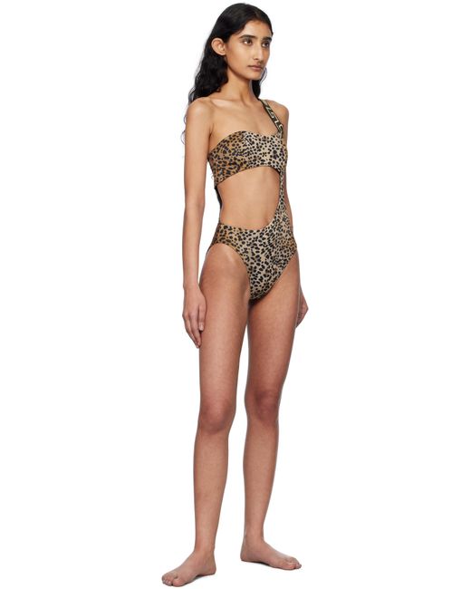 Maillot De Bain Une Pièce Brun Et Noir À Motif Greca Versace en coloris Black