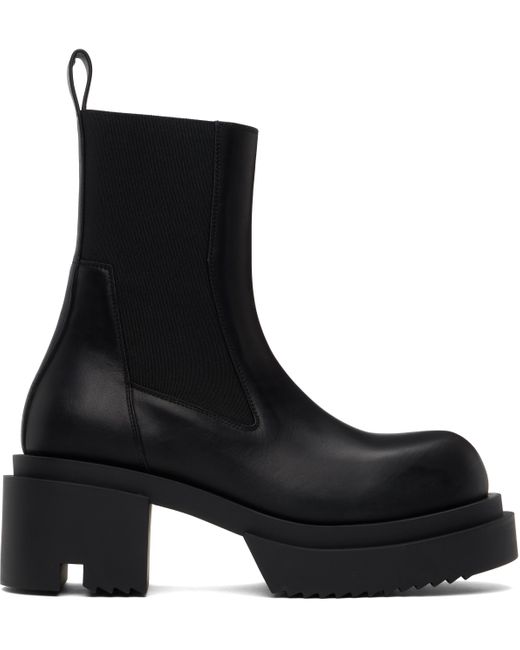 【正規品】Rick Owens ブラック Hollywood チェルシーブーツ メンズ Rick Owens ブラック Hollywood Beatle Bogun チェルシー