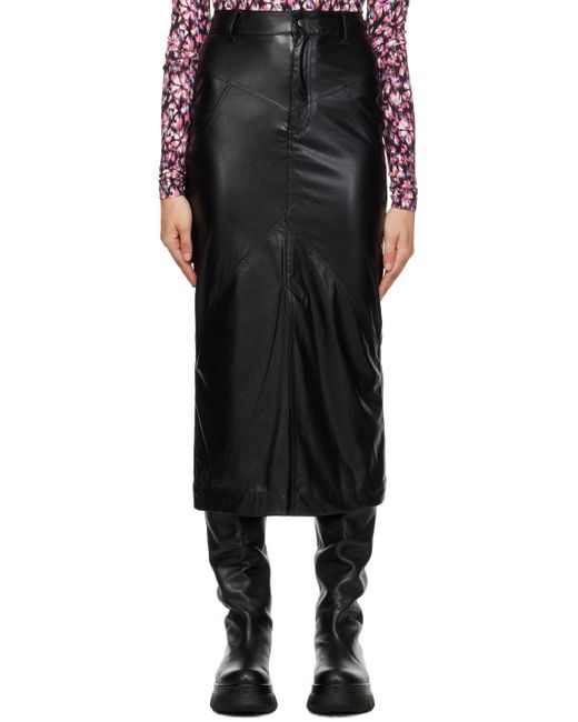 Isabel Marant Black Breanne Faux-Leather Midi Skirt