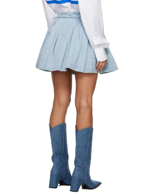 Vetements Blue Pleated Denim Miniskirt