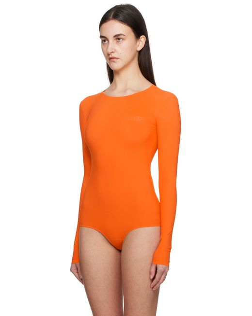 MM6 by Maison Martin Margiela Orange Lycra Jersey Bodysuit