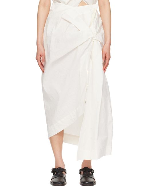 Issey Miyake Natural Off-white Twisted Midi Skirt